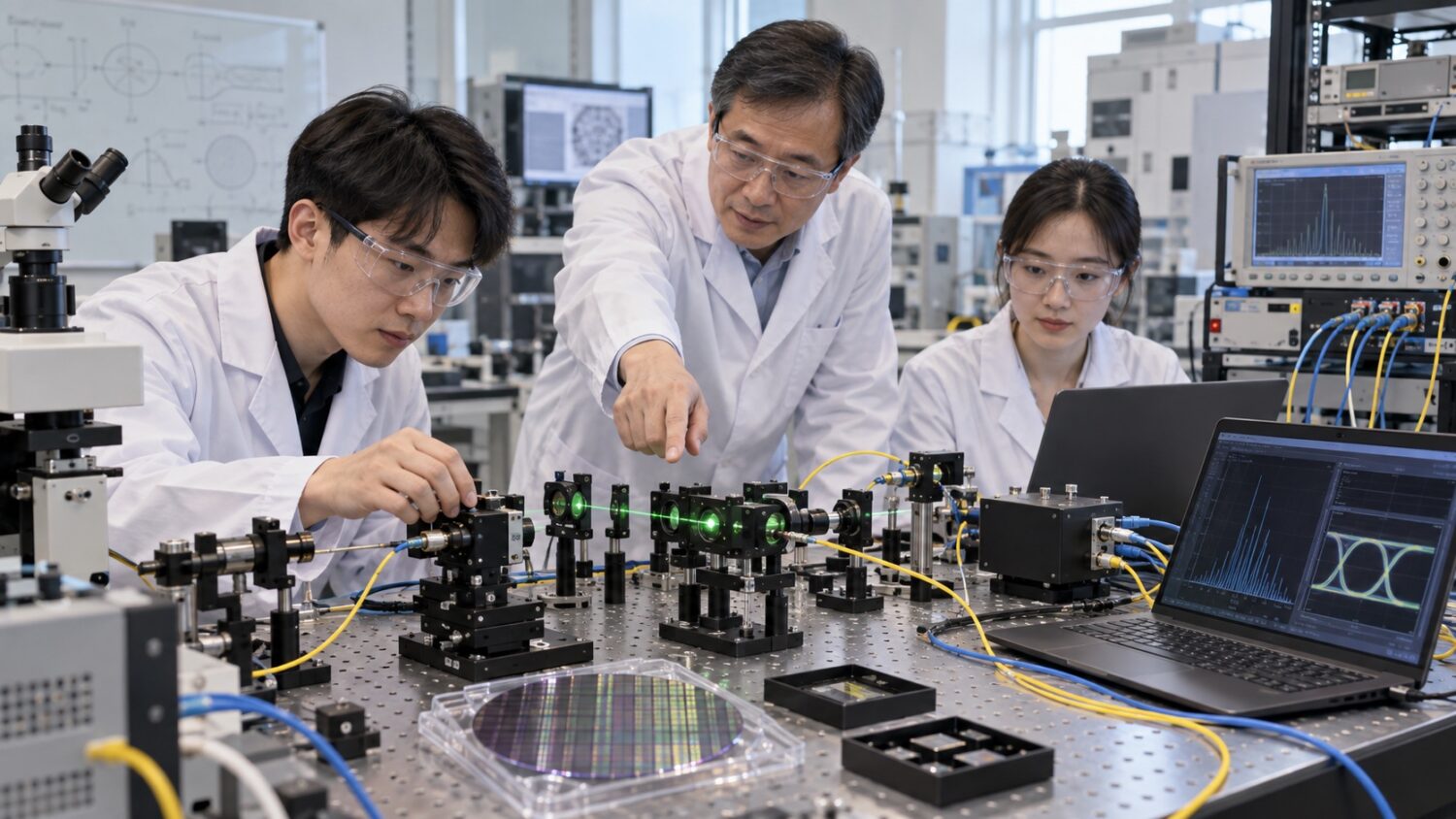 「薄膜 LiNbO3 光調製器設計階段示意圖,非實際量產產品照片。(圖/業者提供AI示意)