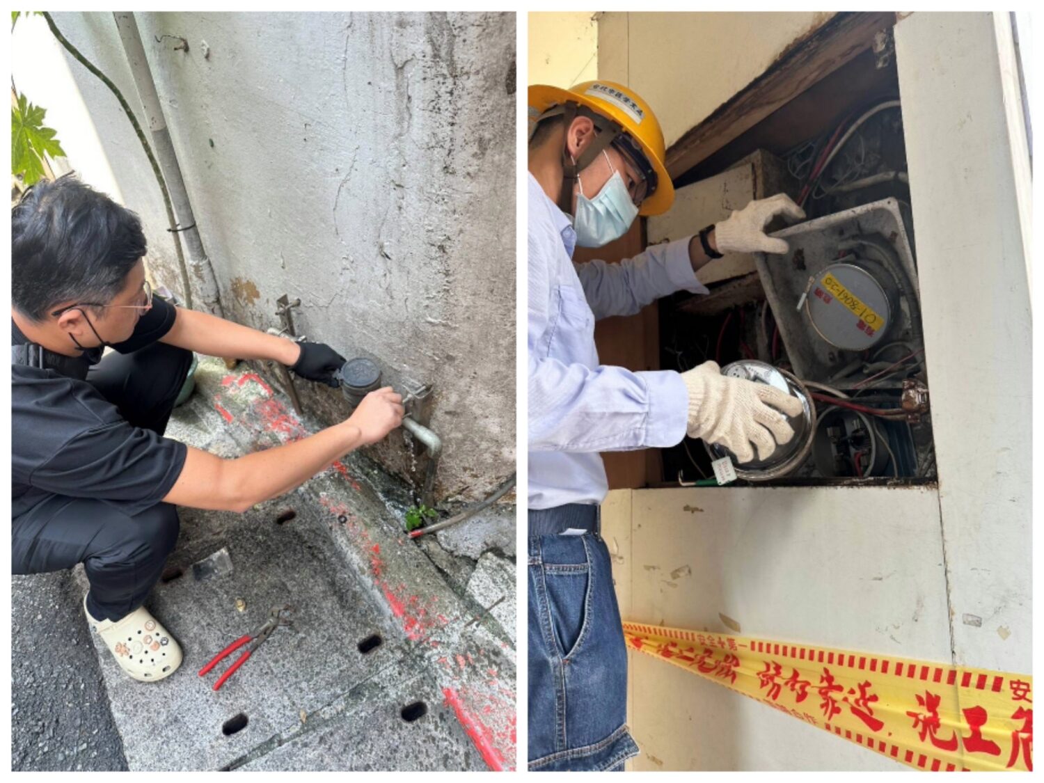 台水、台電公司人員斷水斷電。(圖/記者 戴昱弘翻攝)