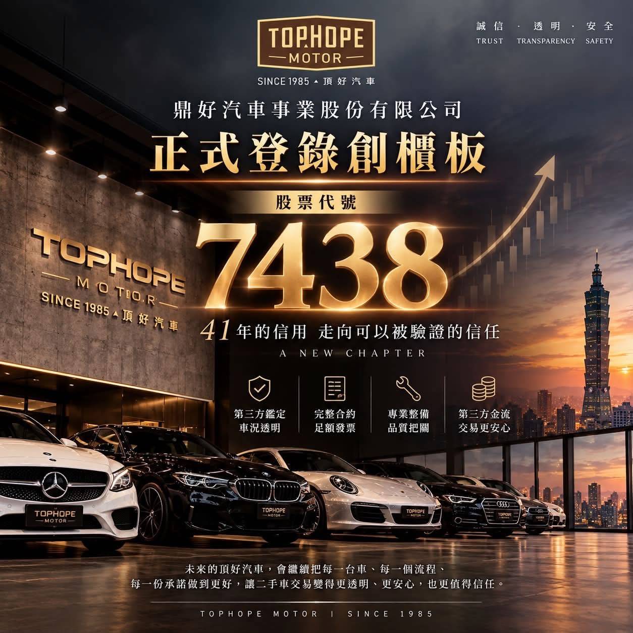 董事長黃聖翔表示：「創櫃不是代表頂好汽車成功了，而是一個新的責任的開始。」（圖／翻攝自頂好汽車官網。）