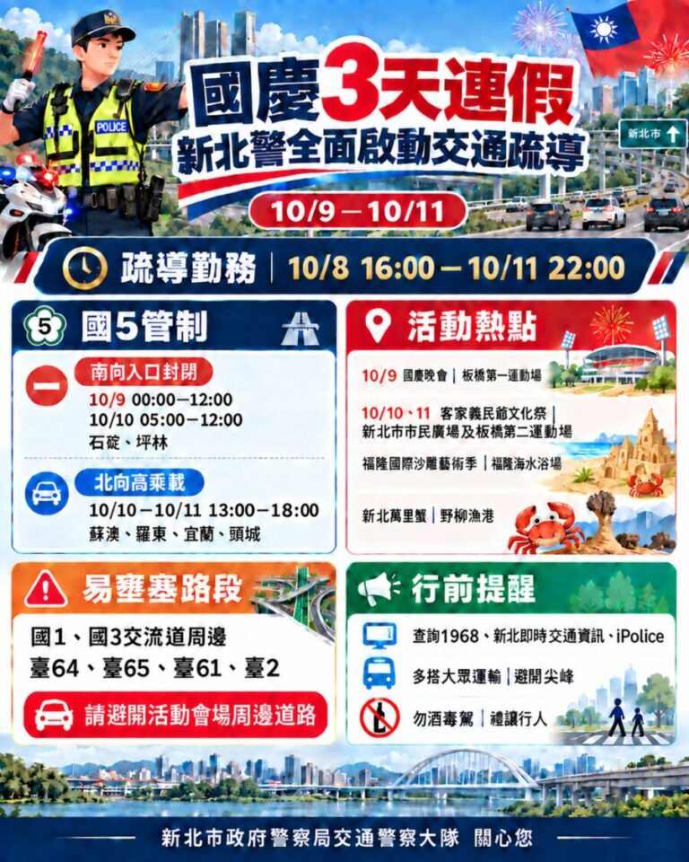 新北警全面啟動交通疏導措施。(圖／記者李健興 翻攝）