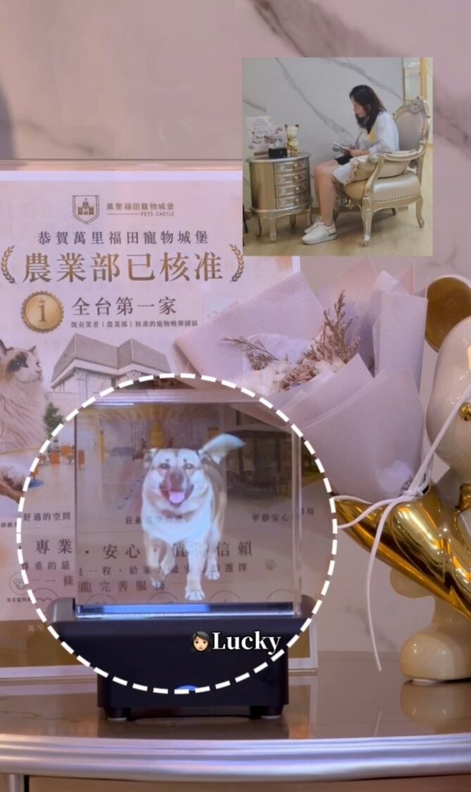 萬里福田引進全台獨家AI生命互動裝置，透過 AI生命互動科技，讓寶貝再次活靈活現地出現在家長眼前。（圖／翻攝自採訪畫面）